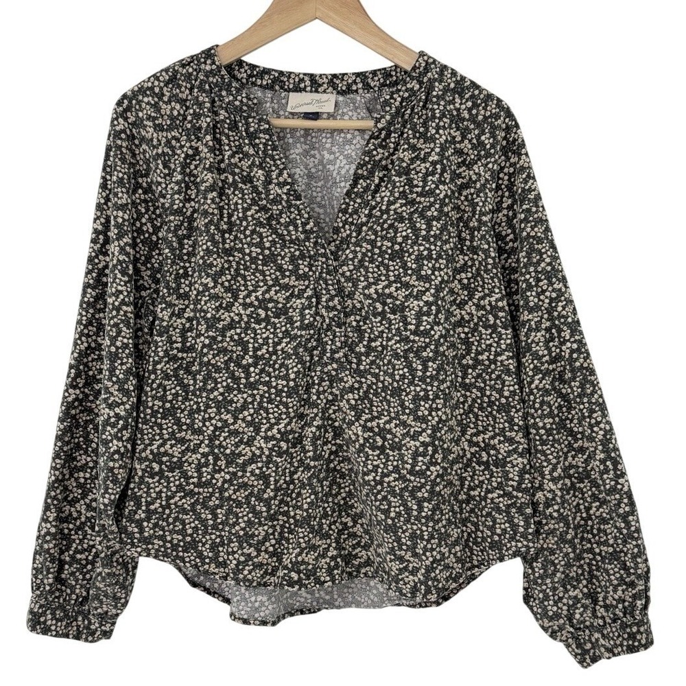 Universal Thread Micro Floral‎ Corduroy Puff Slv Floral 100% Cotton Sz M Cottage